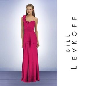 Bill Levkoff One Shoulder Flower Bridesmaid Gown